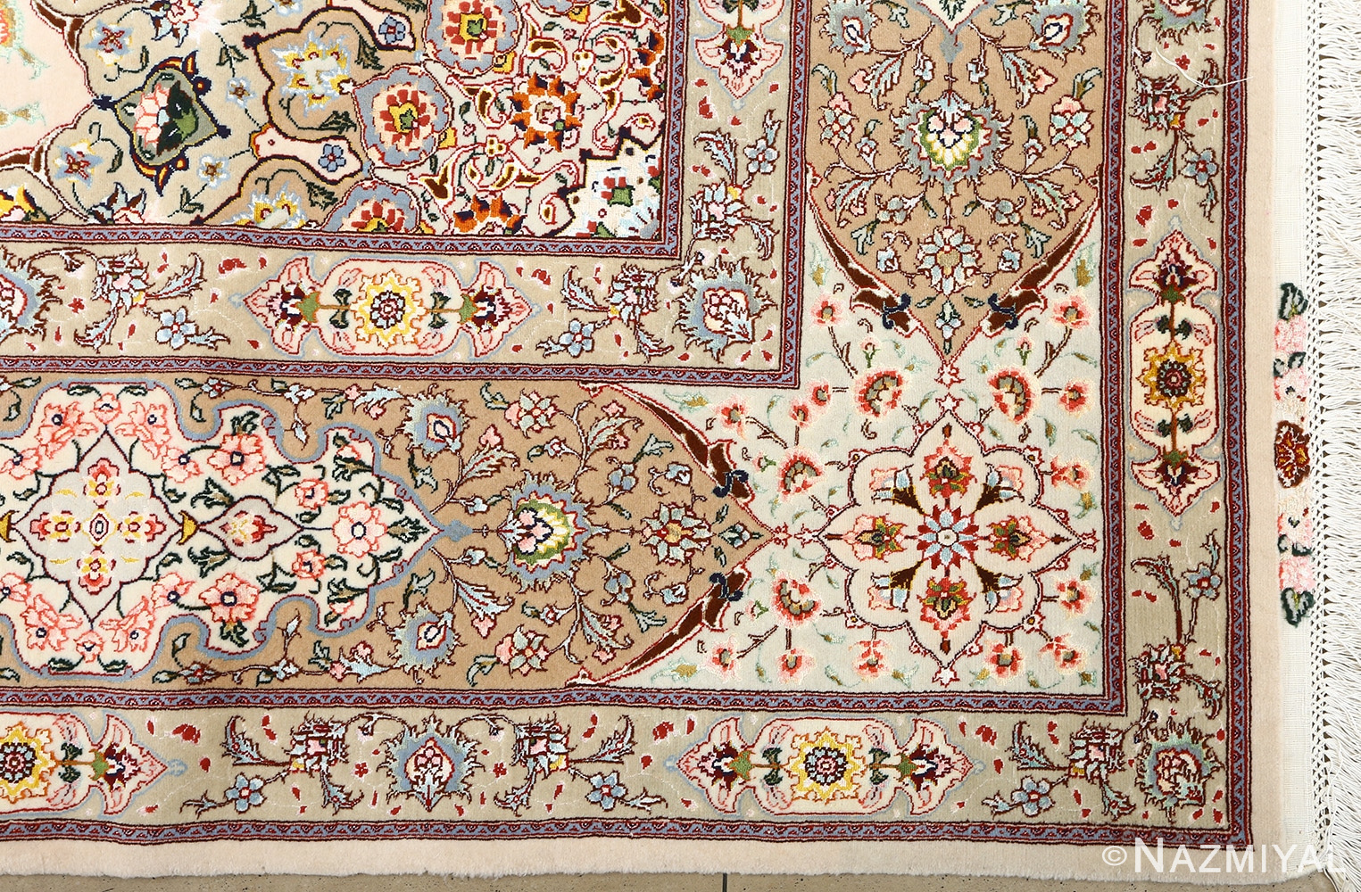 square shahsavarpour design vintage tabriz persian rug 51076 corner Nazmiyal