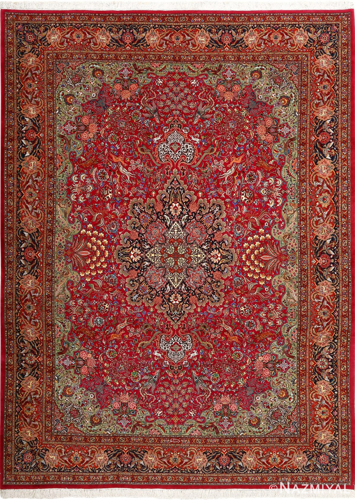 vintage animal motif tabriz persian rug 51087 Nazmiyal