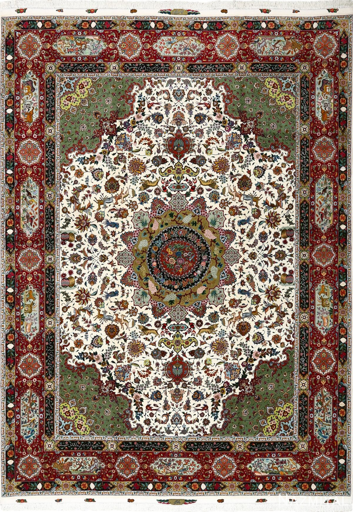 vintage animal motif tabriz persian rug 51107 Nazmiyal
