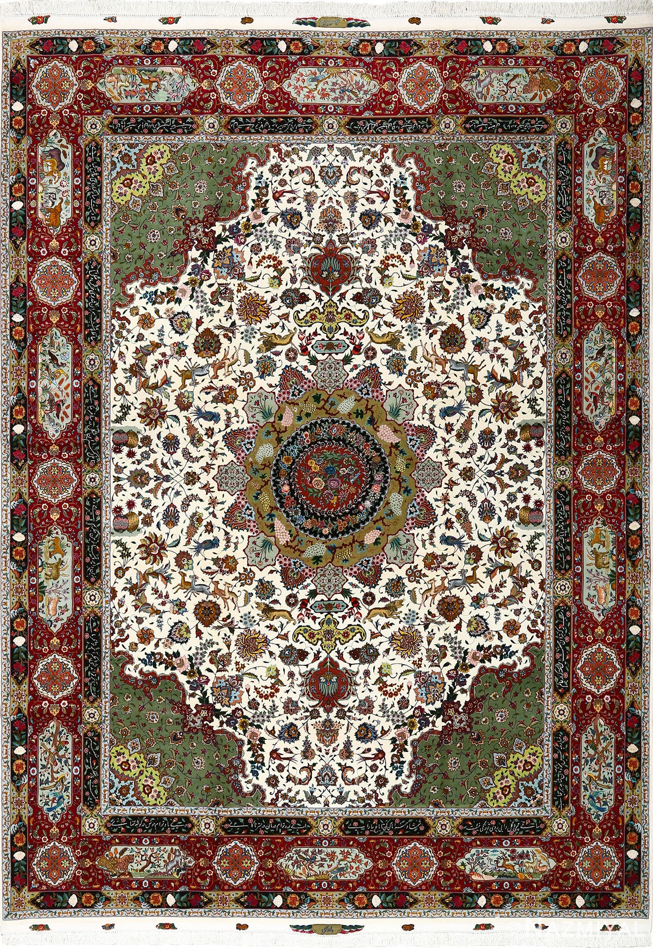 vintage animal motif tabriz persian rug 51107 Nazmiyal