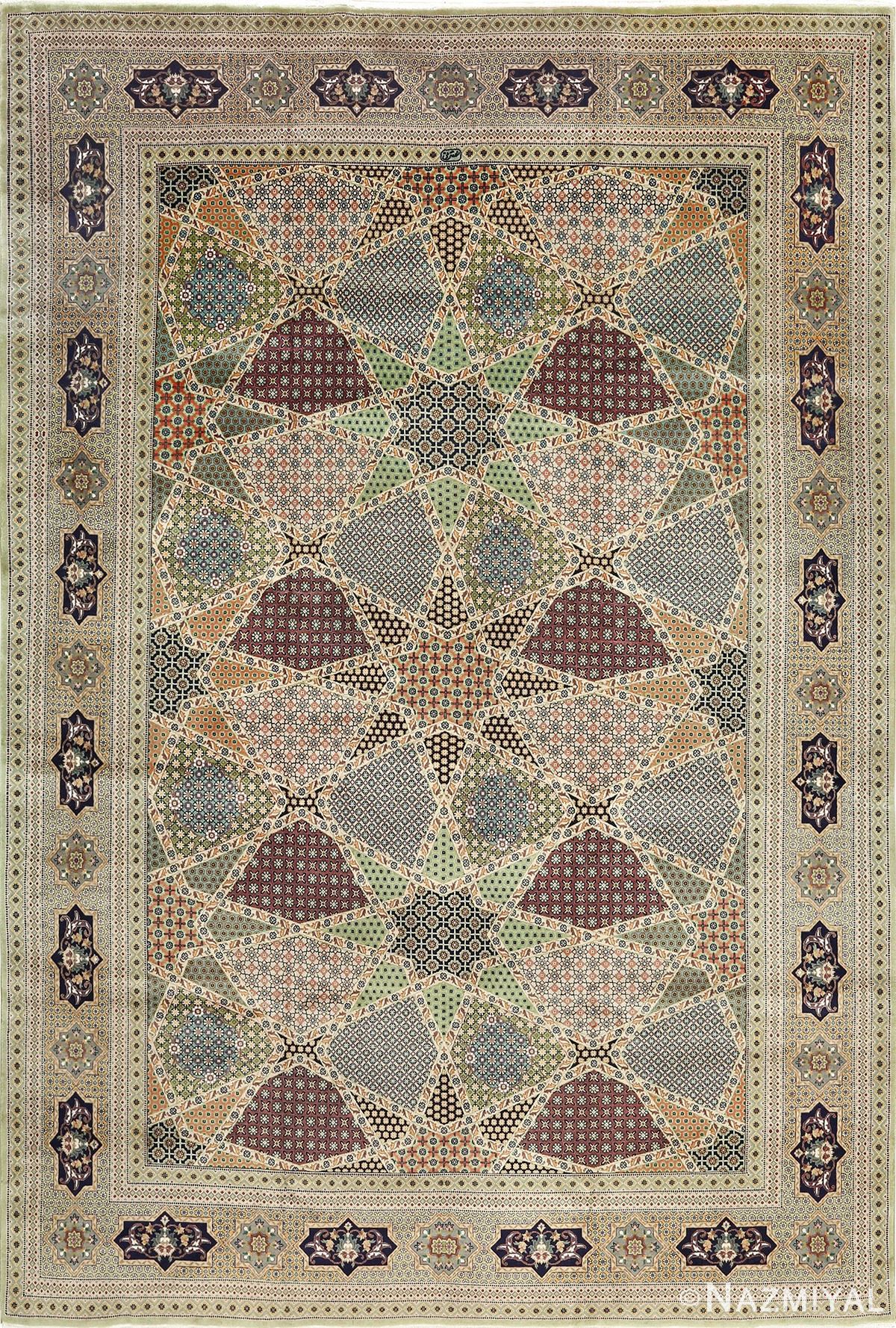 vintage geometric tabriz persian rug 51113 Nazmiyal