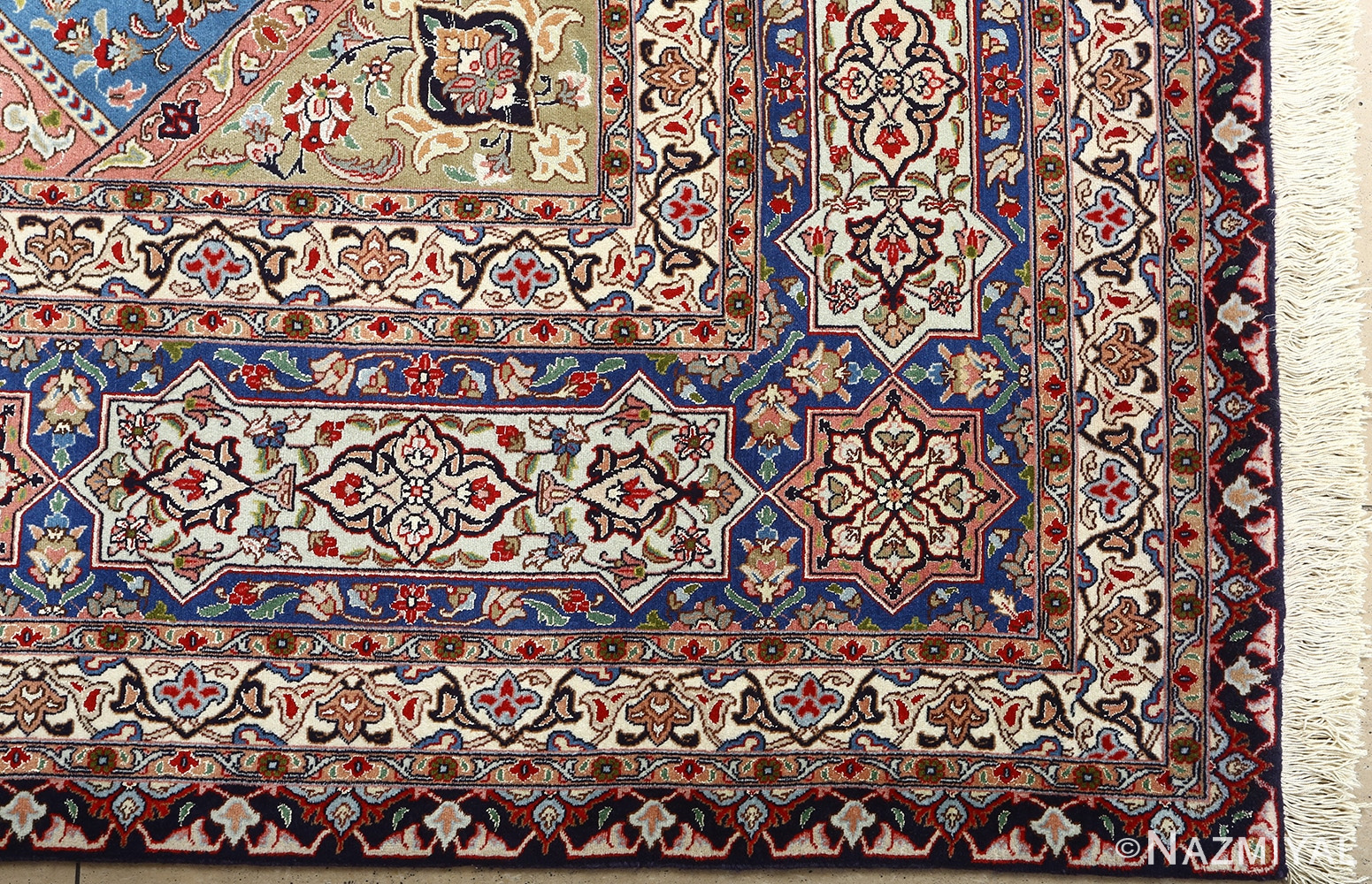 vintage gonbad design tabriz persian rug 51083 corner Nazmiyal