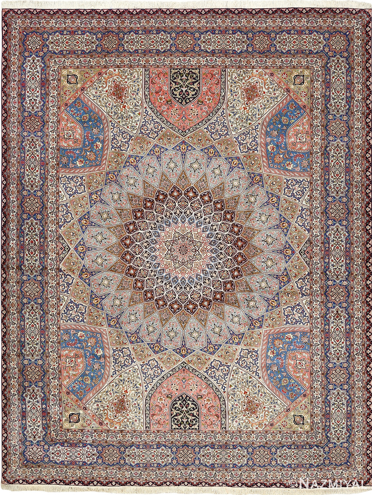 vintage gonbad design tabriz persian rug 51083 Nazmiyal