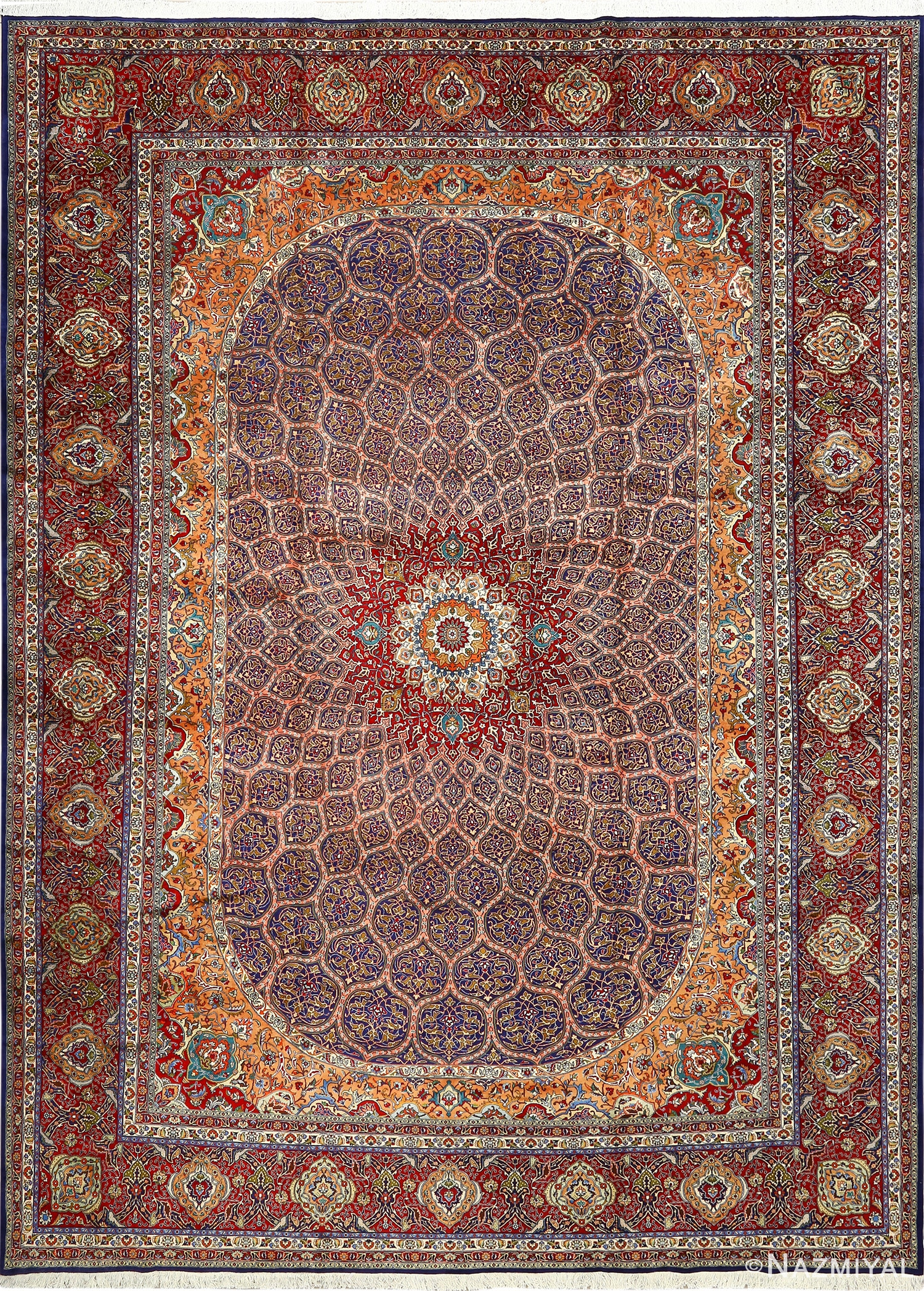 vintage gonbad design tabriz persian rug 51088 Nazmiyal
