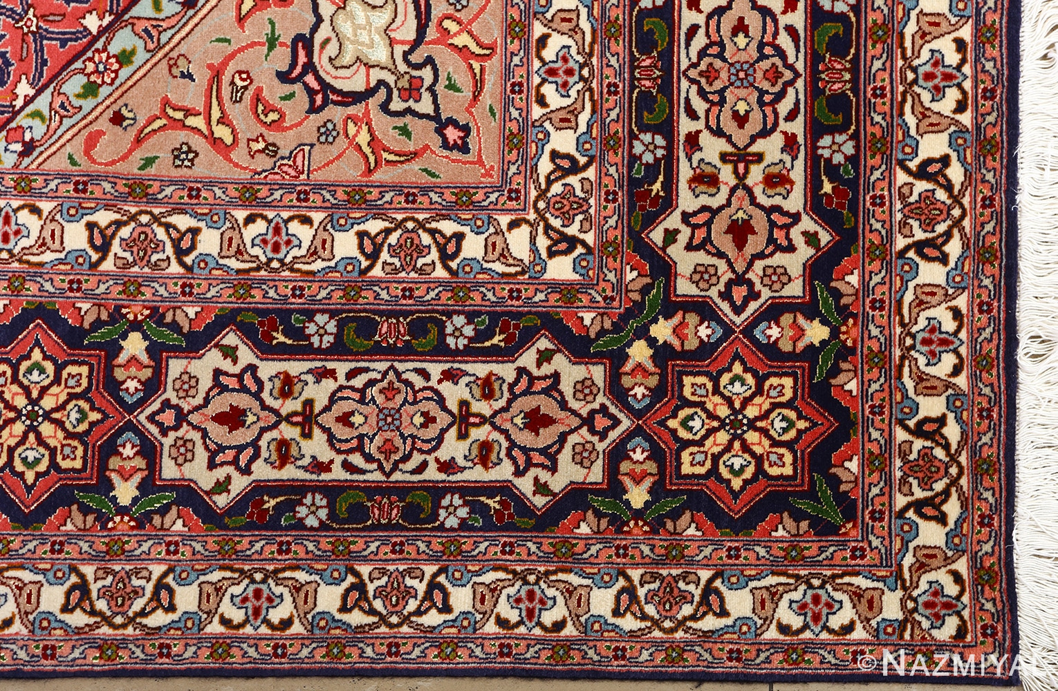 vintage tabriz persian rug 51116 corner Nazmiyal