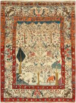 antique animal motif tehran persian rug 49303 Nazmiyal