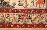 antique animal motif tehran persian rug 49303 border Nazmiyal