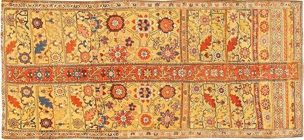 Antique Persian Kurdish Sampler Gold Color Rug by nazmiyal