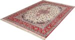 ivory floral vintage isfahan persian rug 51150 side Nazmiyal