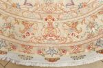 ivory round vintage tabriz persian rug 51138 border Nazmiyal