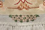 ivory round vintage tabriz persian rug 51138 fringe Nazmiyal