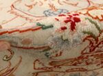 ivory round vintage tabriz persian rug 51138 pile Nazmiyal