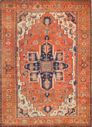 large antique serapi persian rug 49327 Nazmiyal