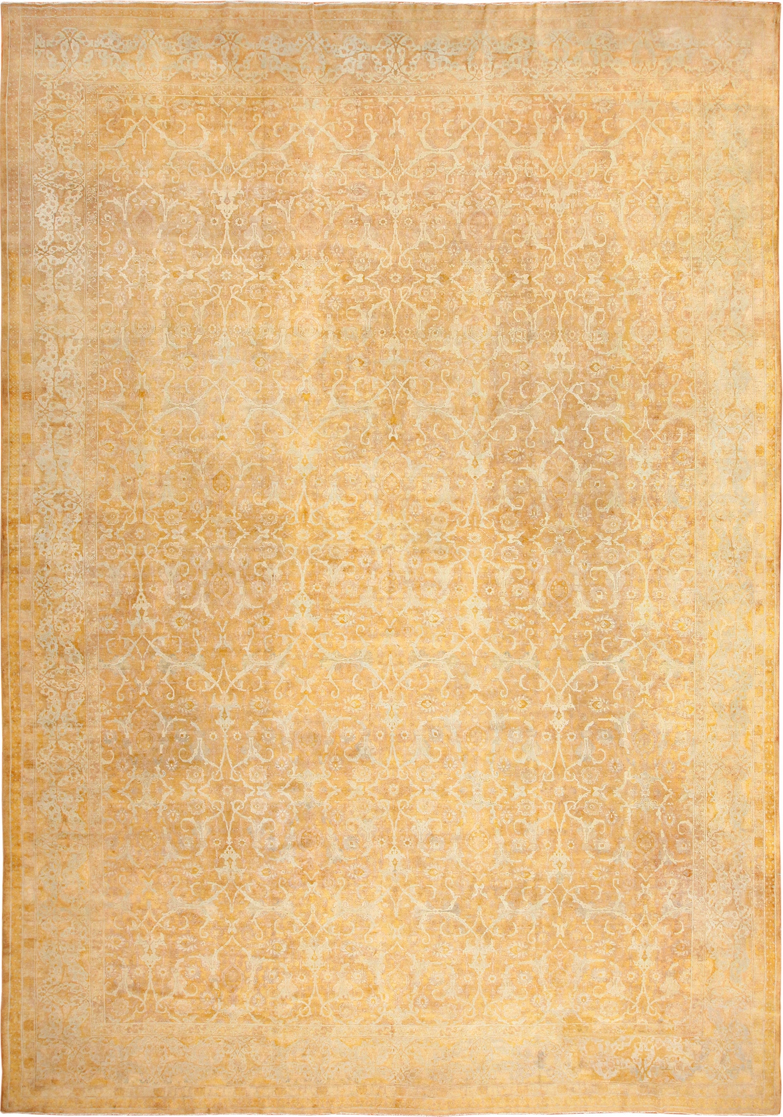 Gold Background Antique Tabriz Persian Rug 49319 Nazmiyal Rugs