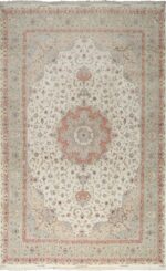 large ivory vintage tabriz persian rug 51157 Nazmiyal