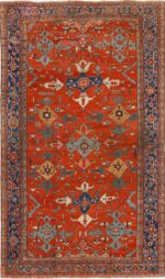 large red antique serapi persian rug 51121 Nazmiyal