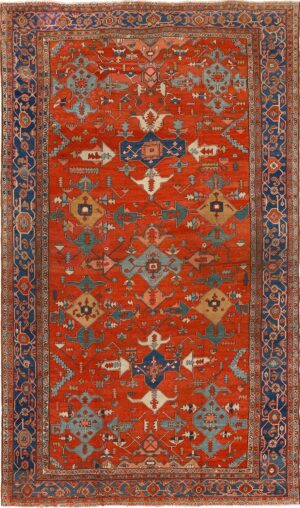 large red antique serapi persian rug 51121 Nazmiyal