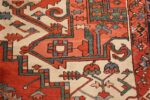large red background antique serapi persian rug 49325 design Nazmiyal