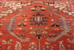large red background antique serapi persian rug 49325 top Nazmiyal