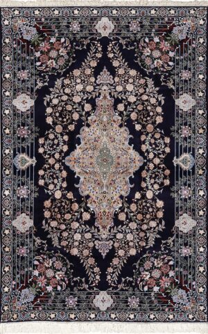 navy background vintage isfahan persian rug 51149 Nazmiyal
