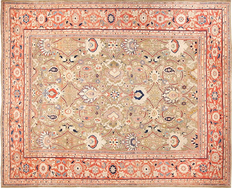 19th Century Qajar Dynasty Antique Sultanabad Persian Rug by Nazmiyal