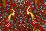 red animal motif vintage tabriz persian rug 51139 simorgh Nazmiyal