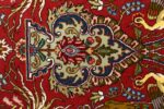 red animal motif vintage tabriz persian rug 51139 tiara Nazmiyal