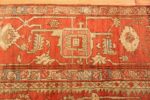 red background antique serapi persian rug 49351 border Nazmiyal