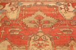 red background antique serapi persian rug 49351 top Nazmiyal