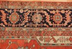 red background antique serapi persian rug 49358 border Nazmiyal