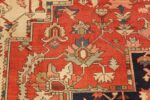 red background antique serapi persian rug 49358 flowers Nazmiyal