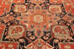 red background antique serapi persian rug 49358 medallion Nazmiyal