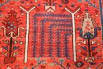 red background heriz persian rug 49291 blue Nazmiyal