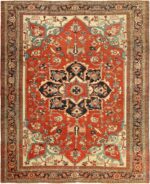 roomsize antique serapi persian rug 49350 Nazmiyal