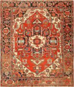 roomsize antique serapi persian rug 49359 Nazmiyal