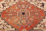 roomsize ivory antique serapi persian rug 49353 medallion Nazmiyal