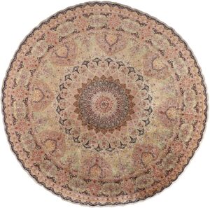 round silk vintage tabriz persian rug 51137 Nazmiyal