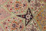 round silk vintage tabriz persian rug 51137 star Nazmiyal