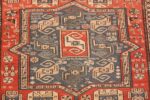small antique tribal soumak caucasian rug 49356 medallion Nazmiyal
