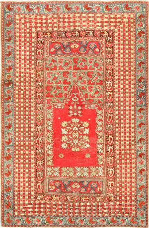 small size antique ghiordes turkish rug 49286 Nazmiyal