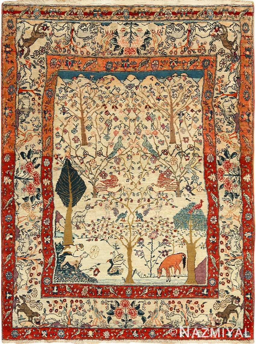 Antique Tehran Persian Animal Design Rug 49303 Nazmiyal Antique Rugs