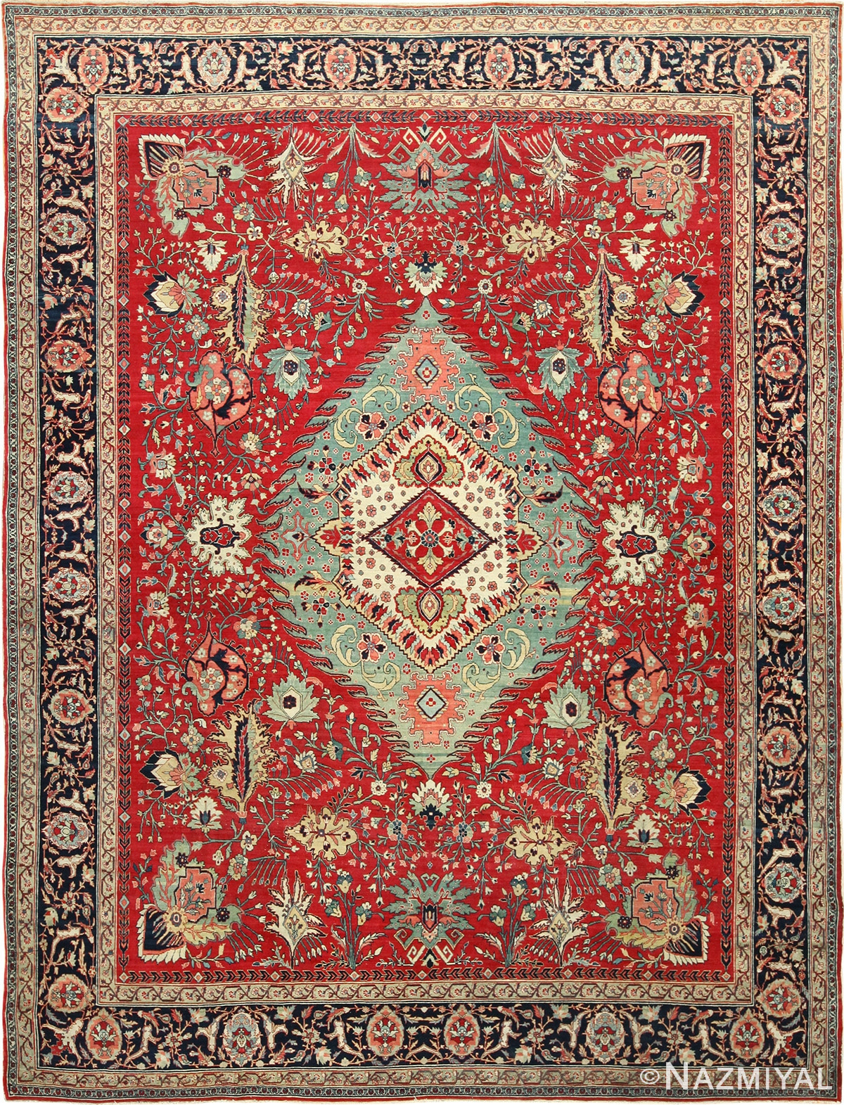 antique red tabriz persian rug 49348 Nazmiyal