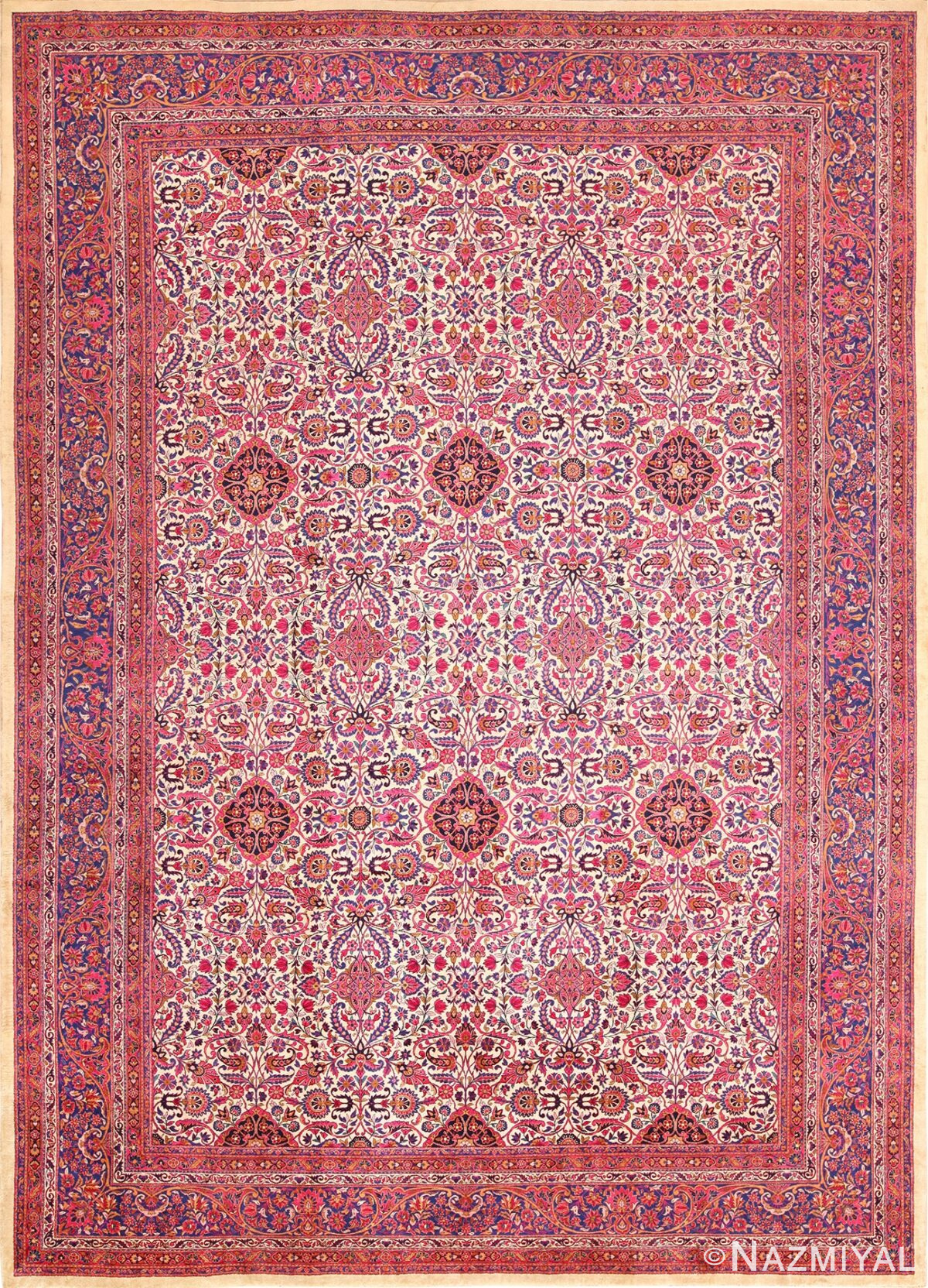 antique silk kashan persian rug 49316 Nazmiyal