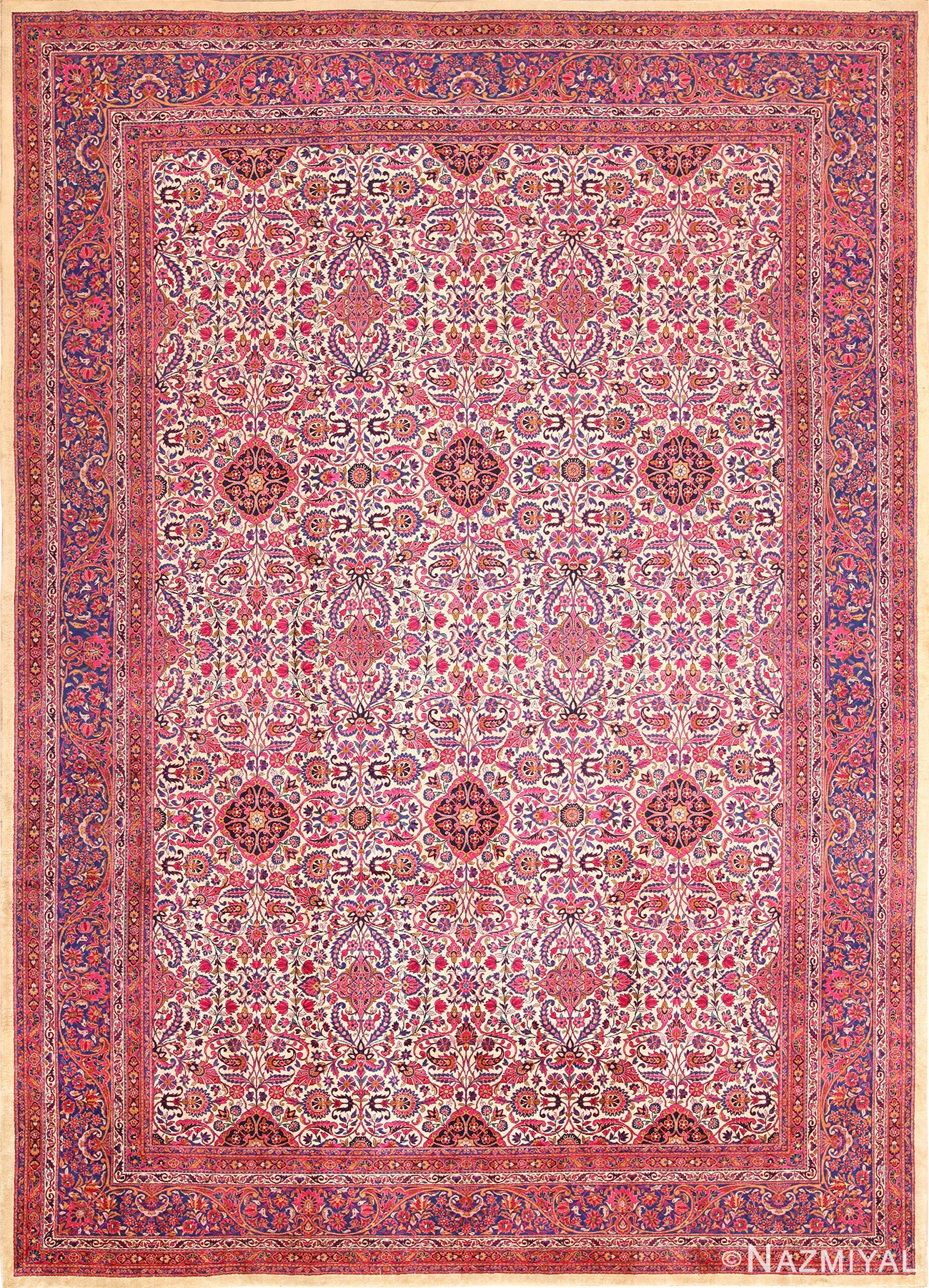 antique silk kashan persian rug 49316 Nazmiyal