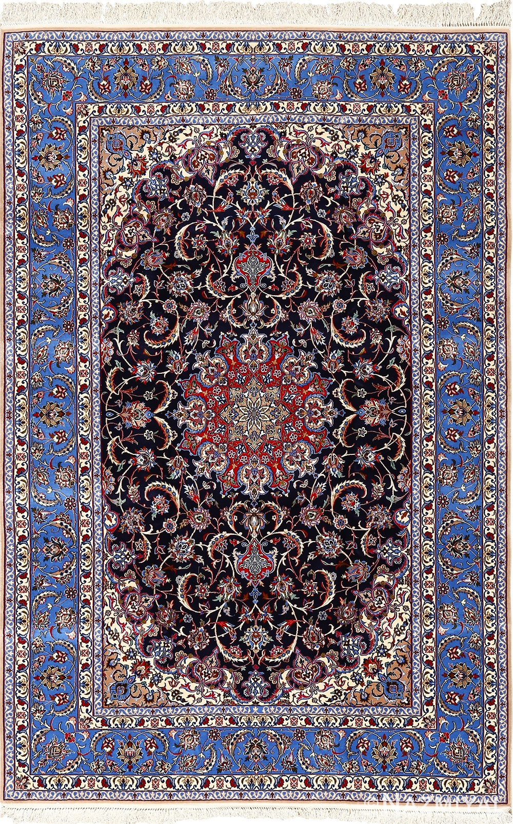 dark navy vintage isfahan persian rug 51141 Nazmiyal
