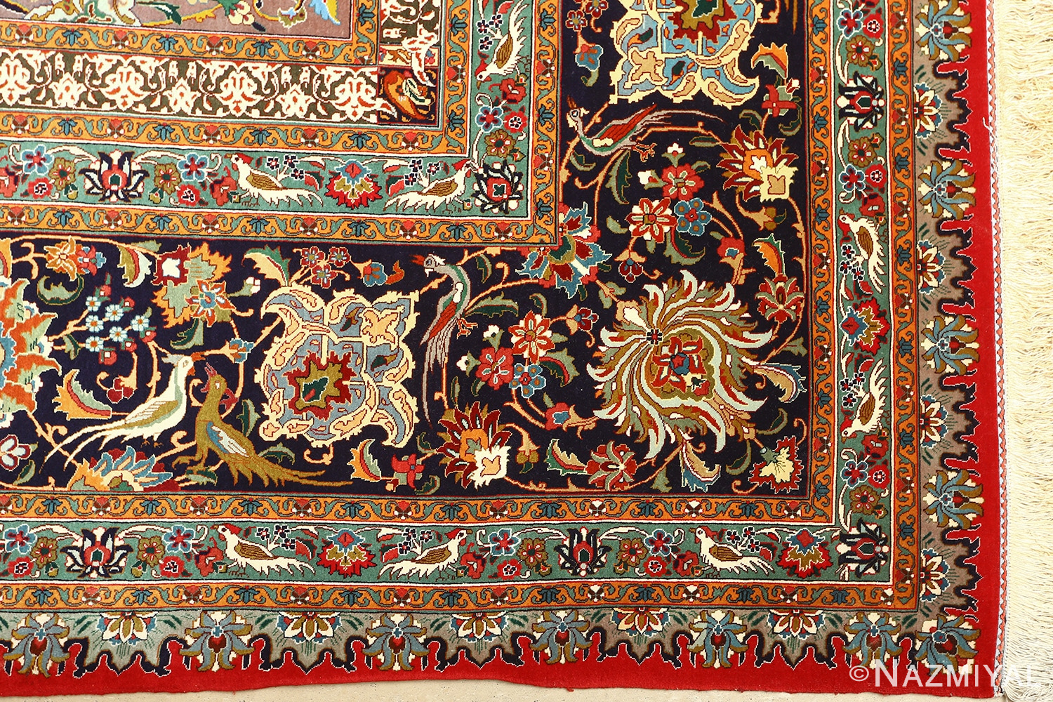 large animal motif vintage tabriz persian rug 51122 corner Nazmiyal