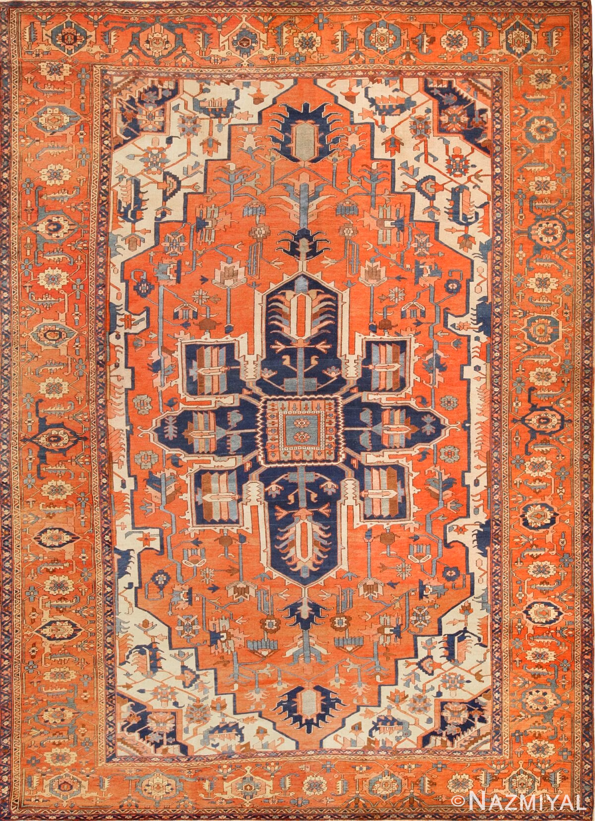 large antique serapi persian rug 49327 Nazmiyal