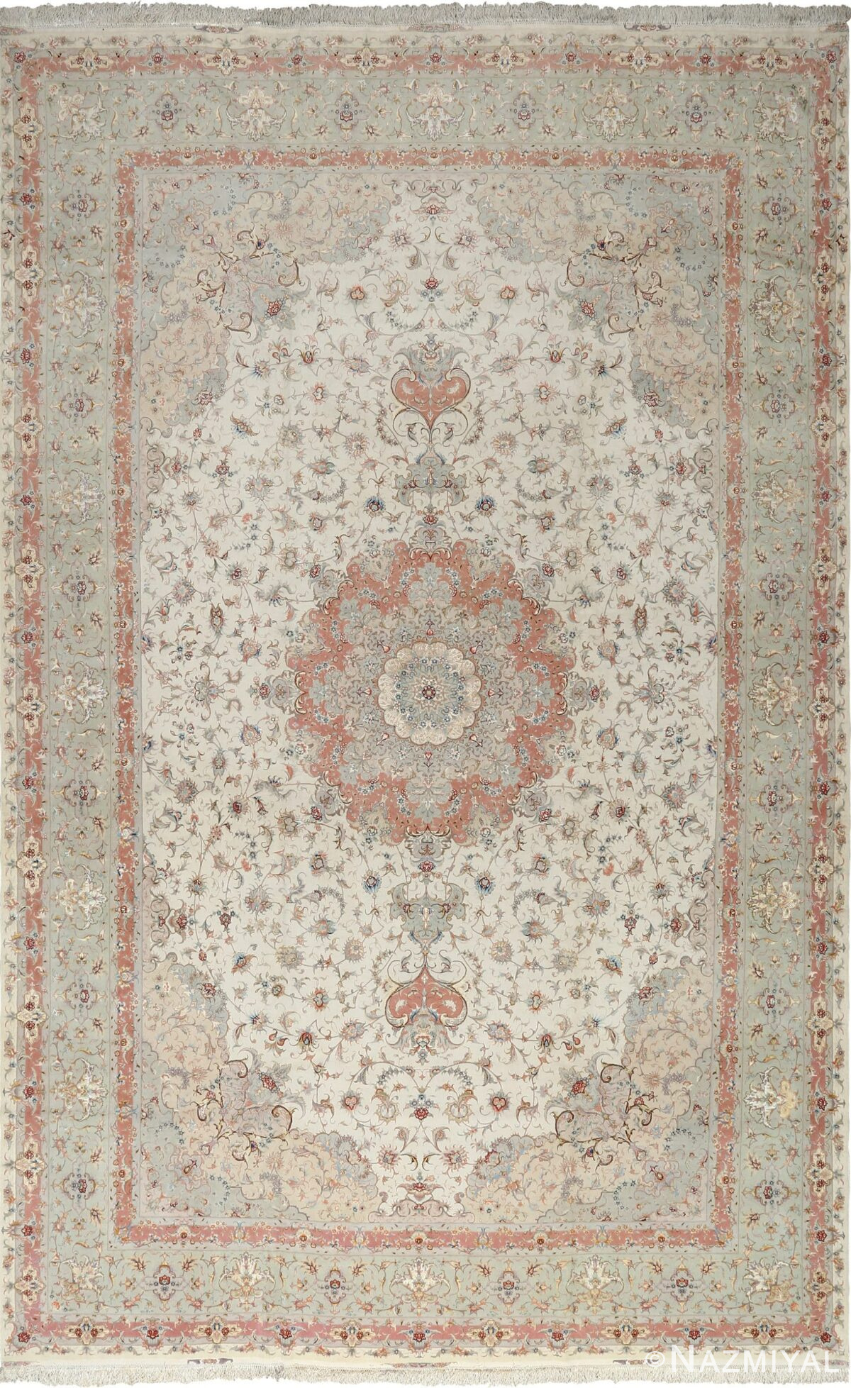 large ivory vintage tabriz persian rug 51157 Nazmiyal