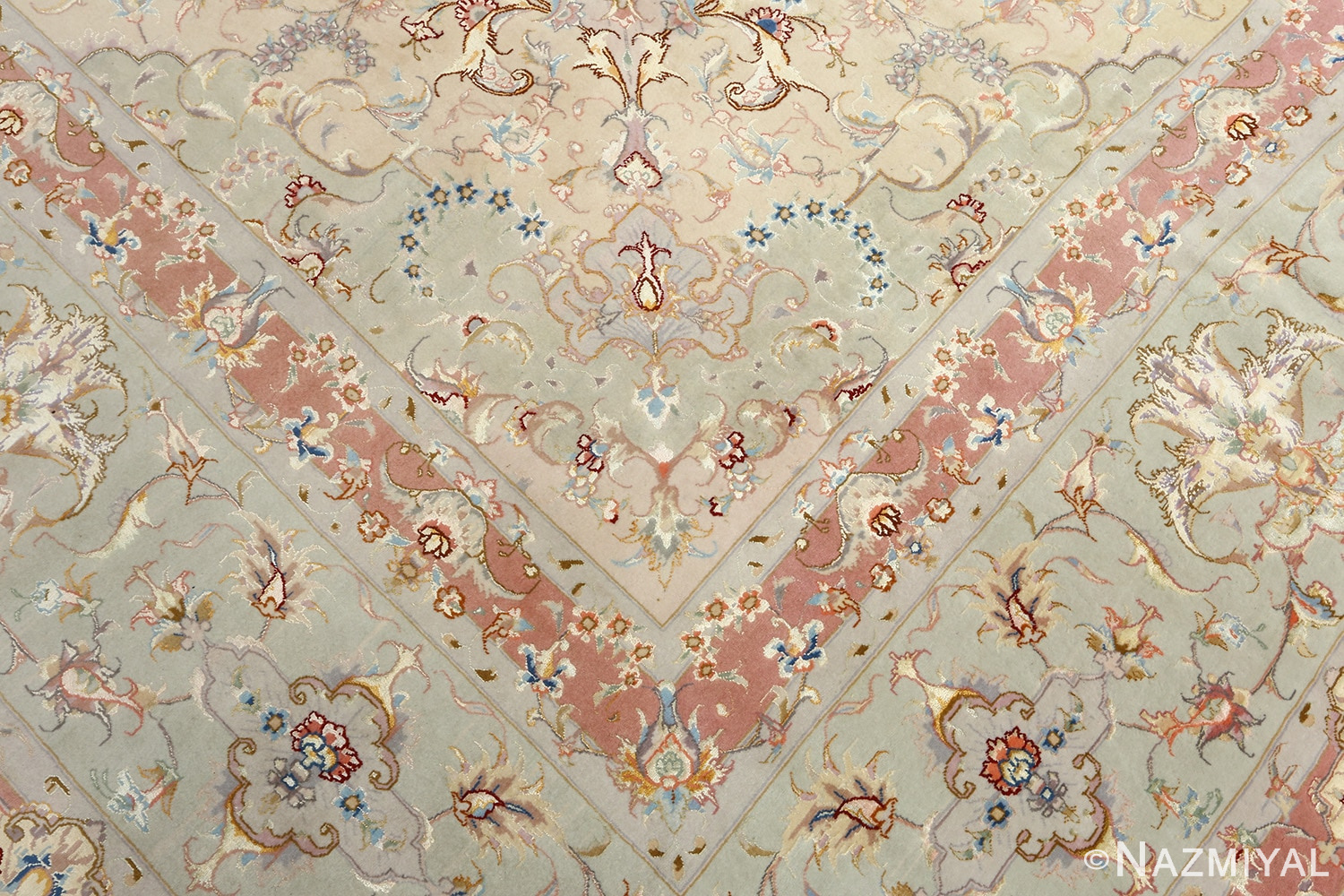 large ivory vintage tabriz persian rug 51157 colors Nazmiyal