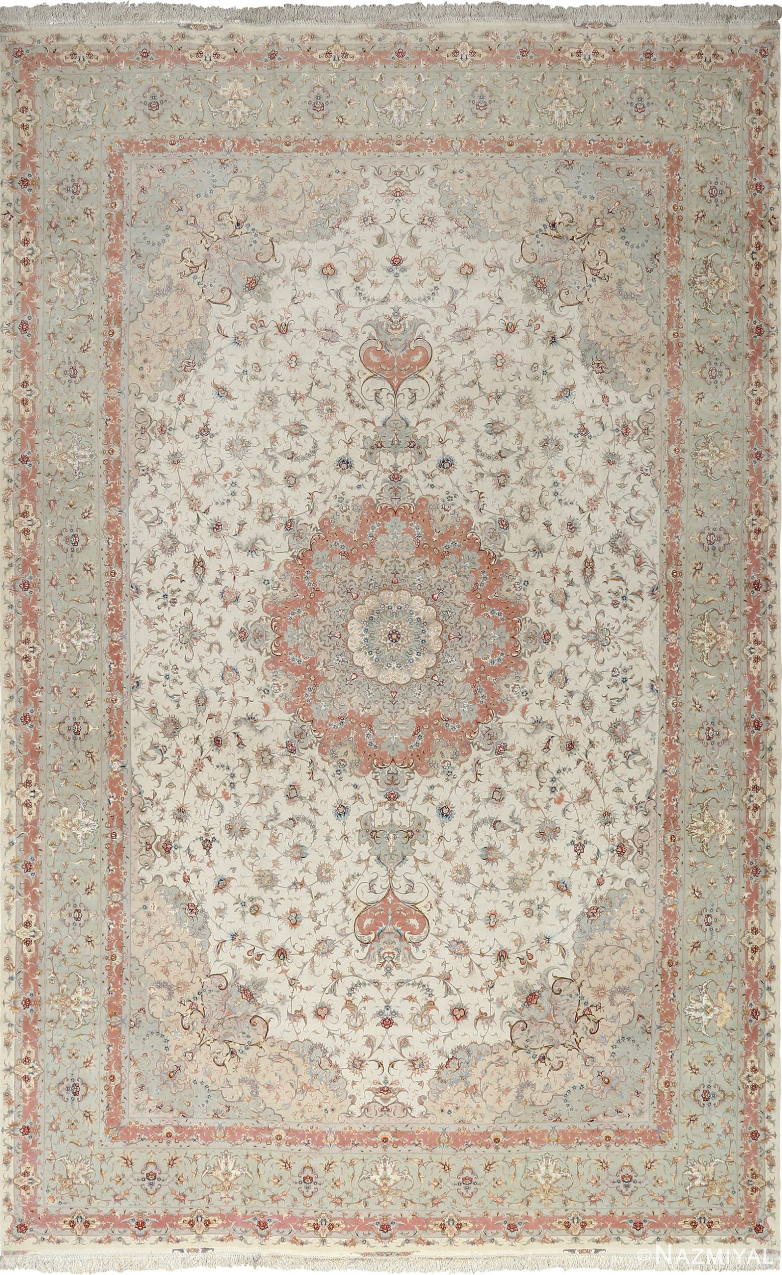 large ivory vintage tabriz persian rug 51157 Nazmiyal